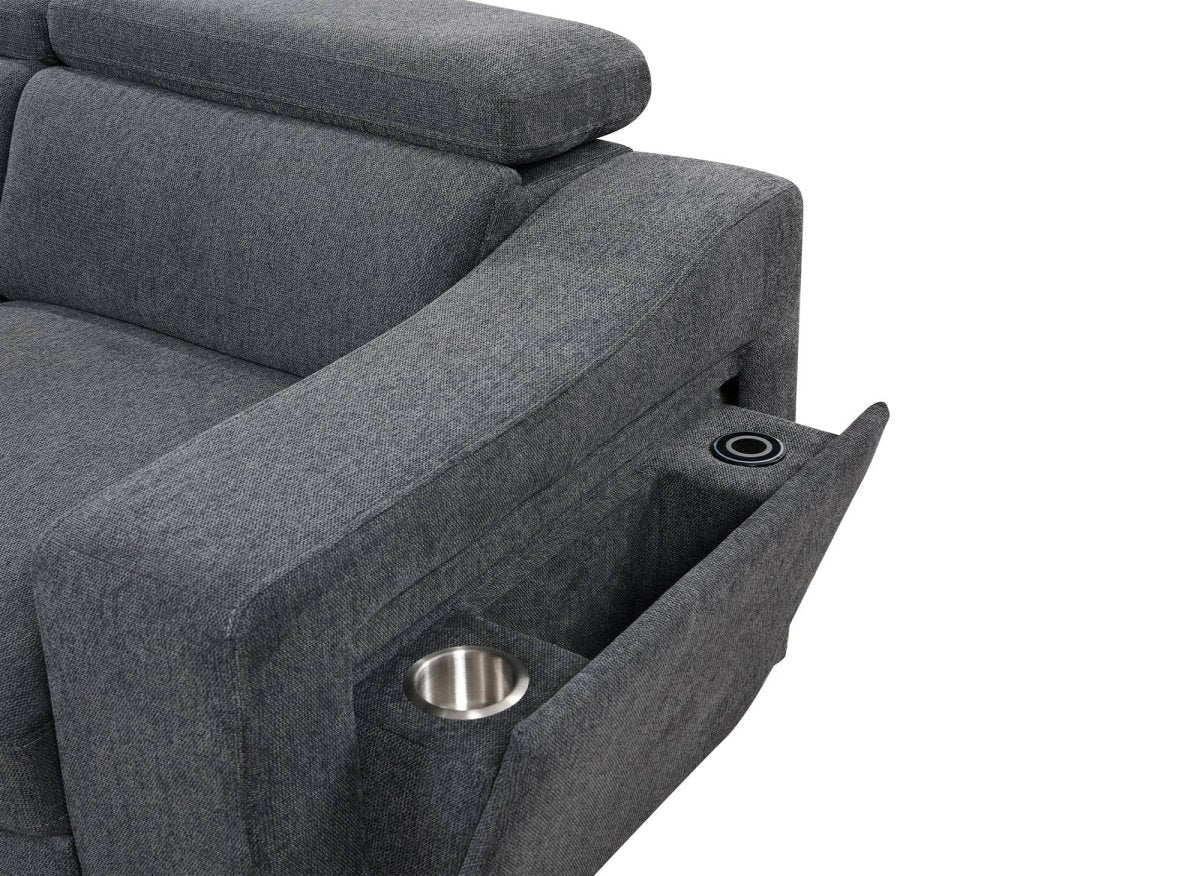 Canapé d'angle convertible en tissu gris foncé DEREK XL - Angle gauche - DécoInParis