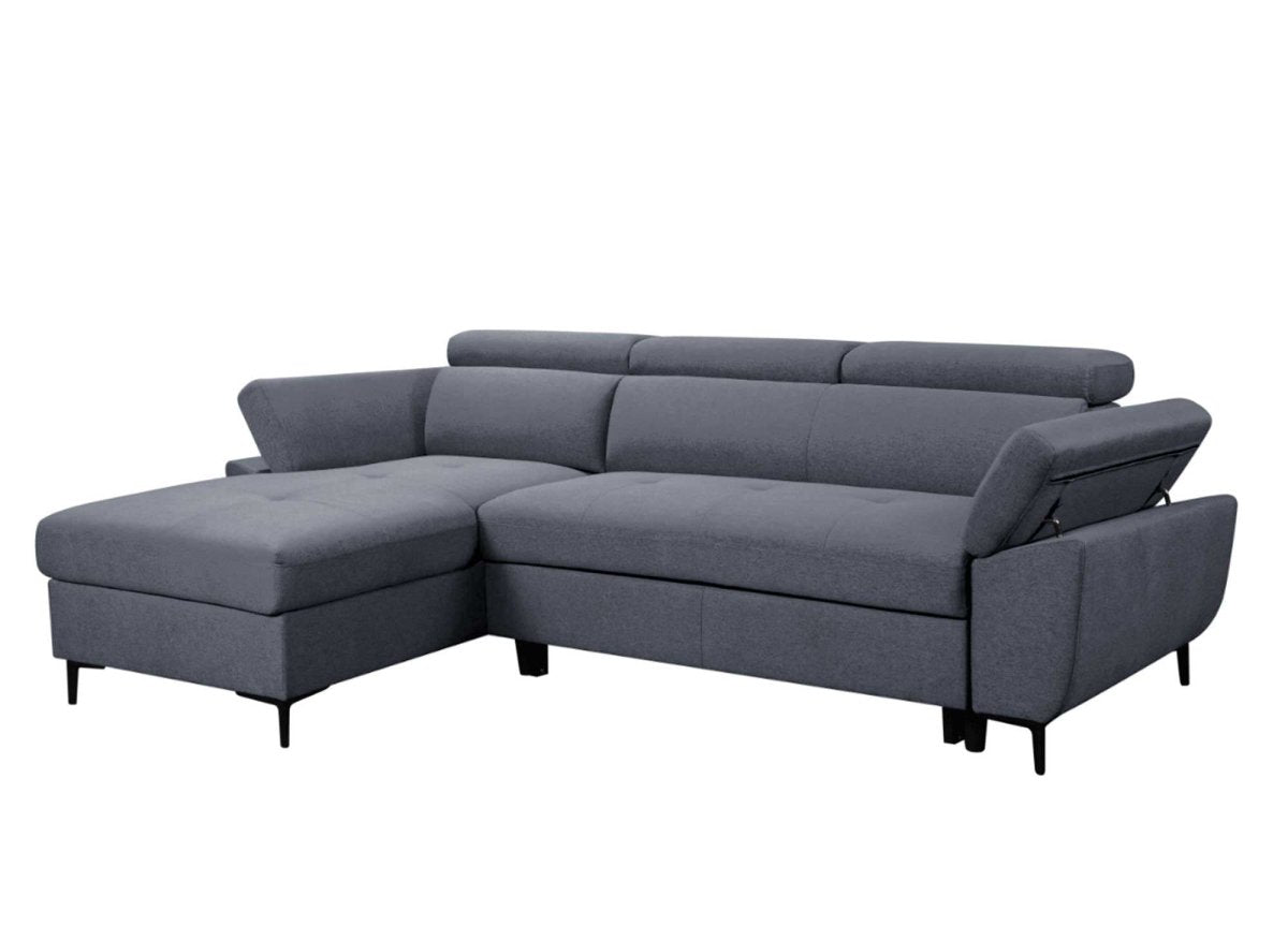 Canapé d'angle convertible en tissu gris foncé MONICA - Angle gauche - DécoInParis