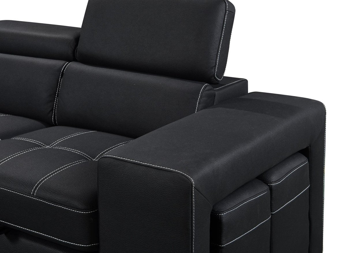 Canapé d'angle convertible en tissu noir DAVON - angle gauche - DécoInParis