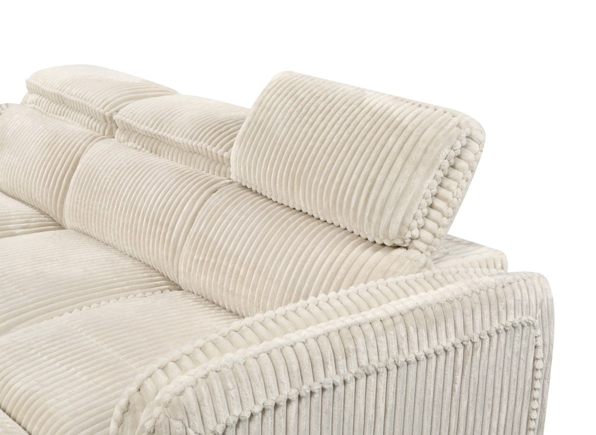 Canapé d'angle convertible en velours côtelé épais beige ISABELLA - Angle gauche - DécoInParis