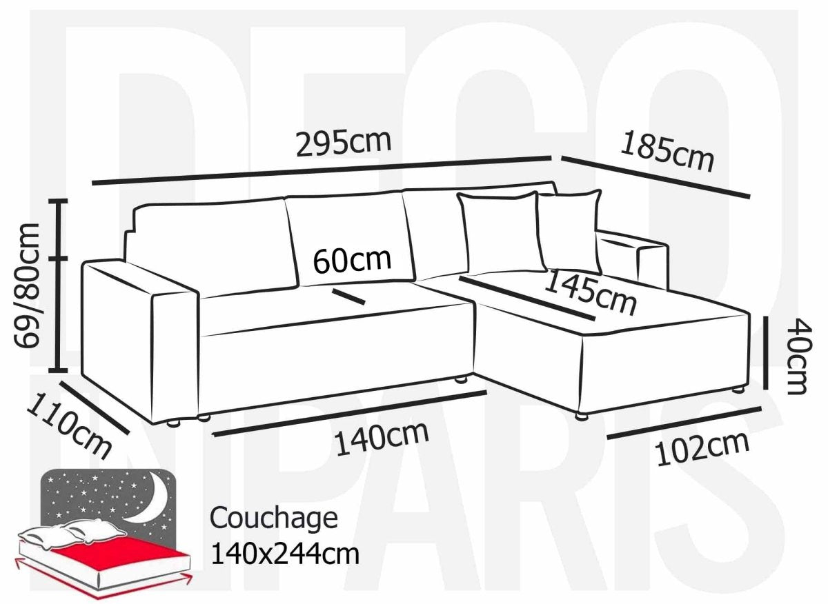 Canapé d'angle convertible et réversible avec coffre en velours cotelé moka JADE - DécoInParis