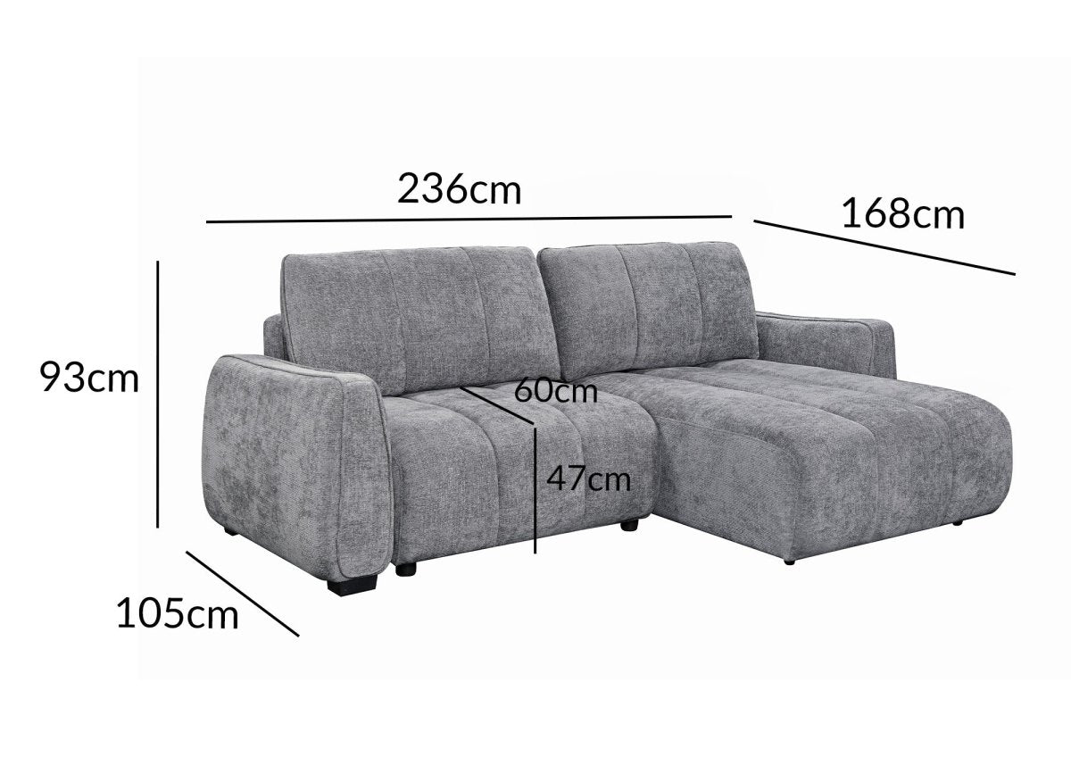 Canapé d'angle convertible et réversible avec coffres en velours texturé gris MAGHLA - DécoInParis