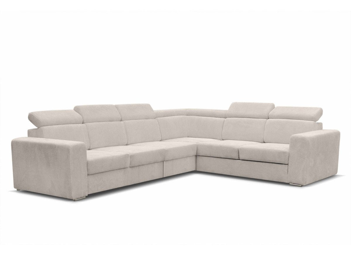 Canapé d'angle convertible et réversible en velours côtelé beige MERYL XL - DécoInParis