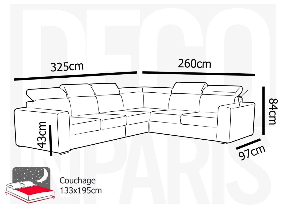 Canapé d'angle convertible et réversible en velours côtelé beige MERYL XL - DécoInParis