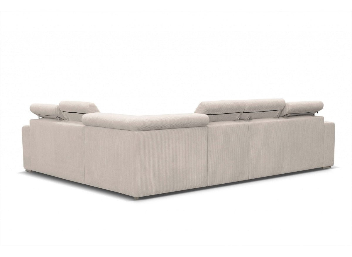 Canapé d'angle convertible et réversible en velours côtelé beige MERYL XL - DécoInParis