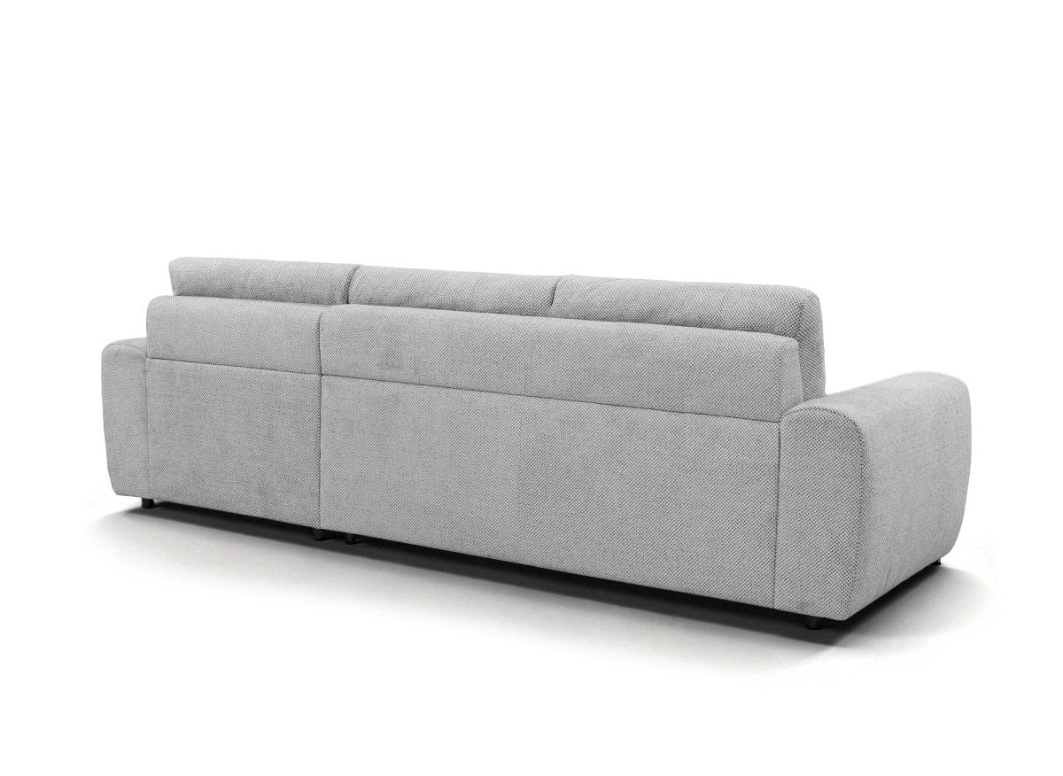 Canapé d'angle convertible ouverture express en tissu gris AGATHE - Angle droit - DécoInParis