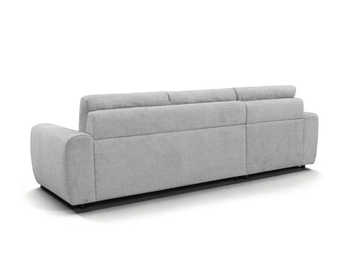 Canapé d'angle convertible ouverture express en tissu gris AGATHE - Angle gauche - DécoInParis