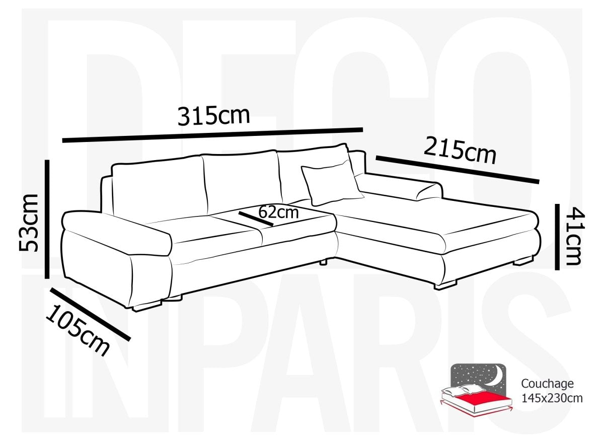 Canapé d'angle convertible réversible avec coffre en velours chiné bleu pétrole SOLEA - DécoInParis