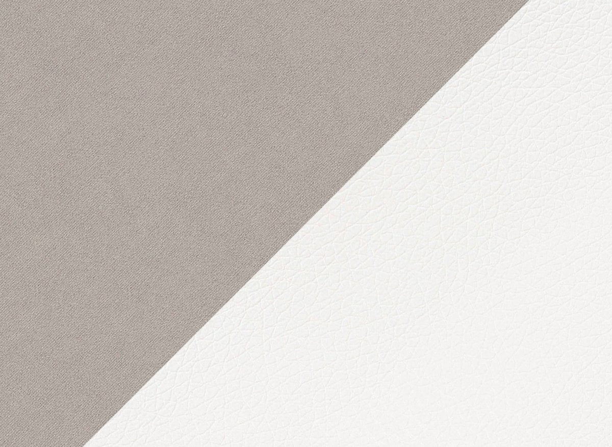 Canapé d'angle convertible réversible en velours beige et simili cuir blanc LEONIE - DécoInParis