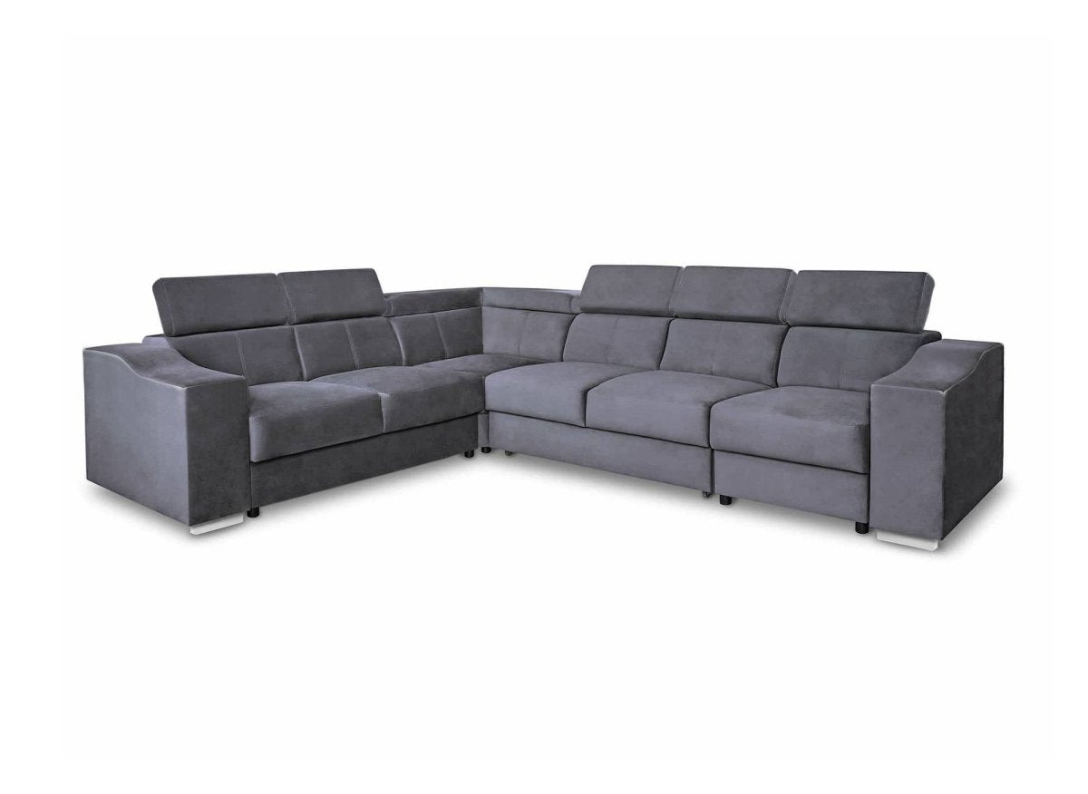 Canapé d'angle convertible réversible en velours gris LEONIE - DécoInParis