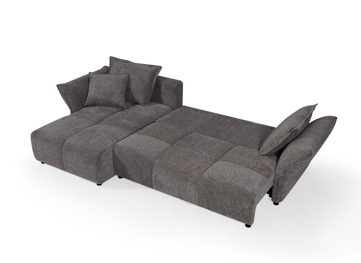 Canapé d'angle convertible réversible en velours tissé gris BELINE - DécoInParis