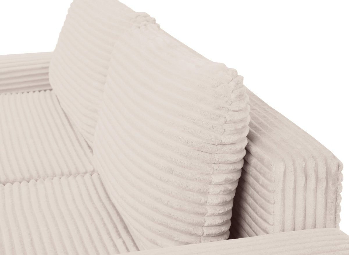 Canapé d'angle droit convertible avec coffre en velours côtelé épais beige BALI - Angle droit - DécoInParis