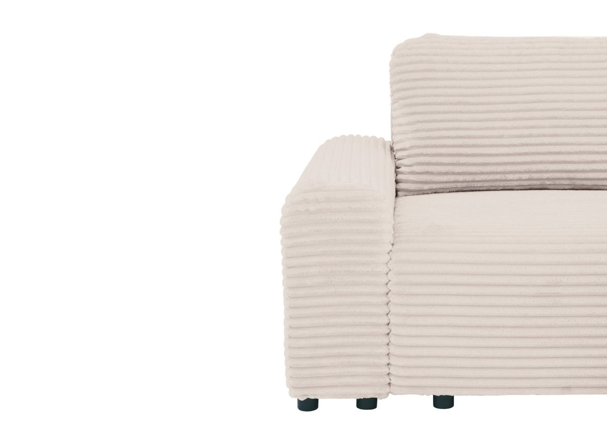 Canapé d'angle droit convertible avec coffre en velours côtelé épais beige BALI - Angle droit - DécoInParis