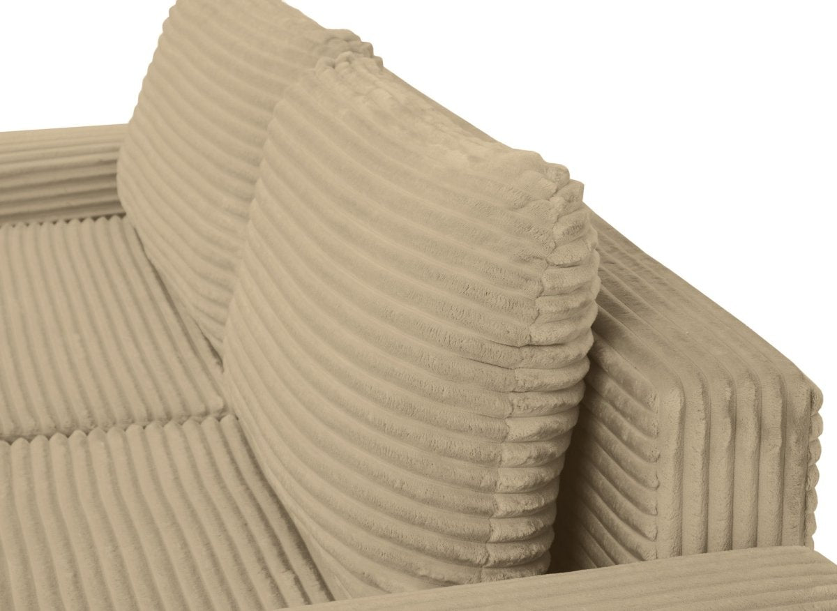 Canapé d'angle droit convertible avec coffre en velours côtelé épais taupe BALI - Angle droit - DécoInParis