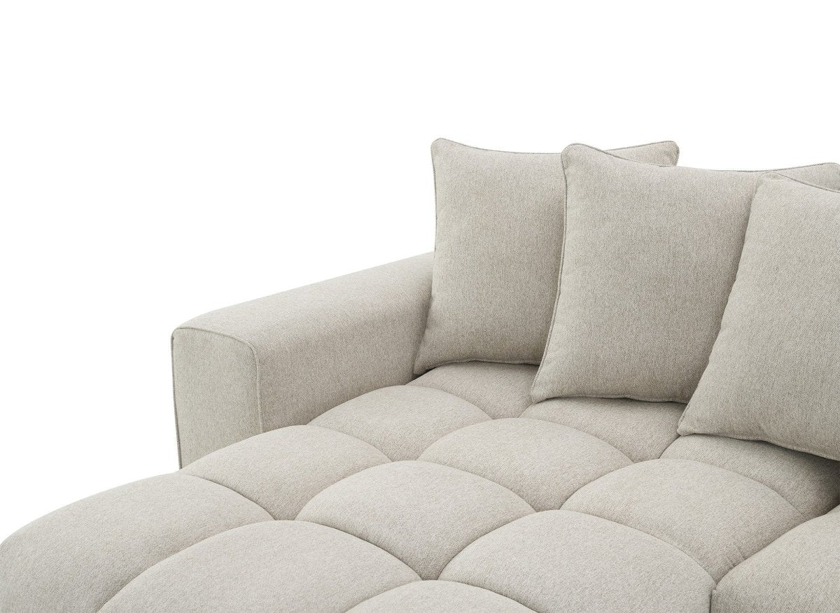 Canapé d'angle en tissu texturé beige CLARISSE - Angle gauche - DécoInParis