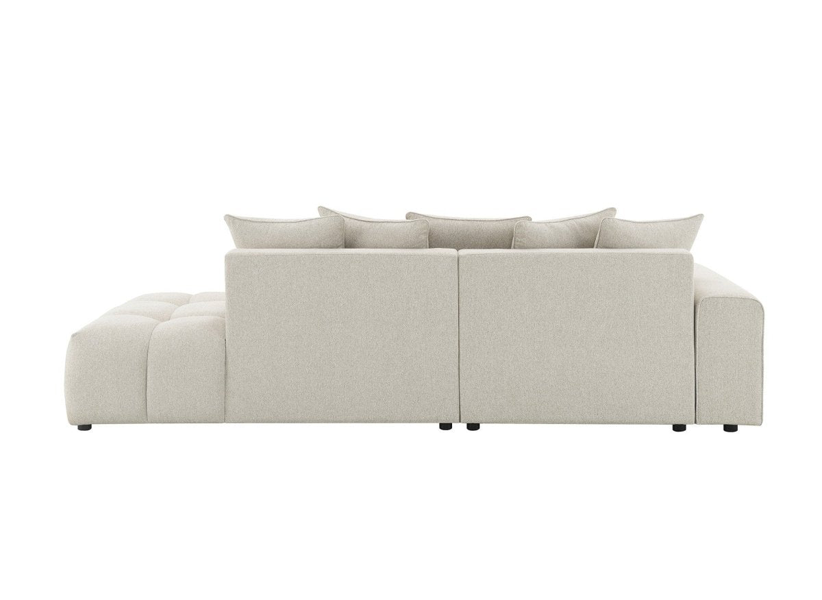 Canapé d'angle en tissu texturé beige CLARISSE - Angle gauche - DécoInParis