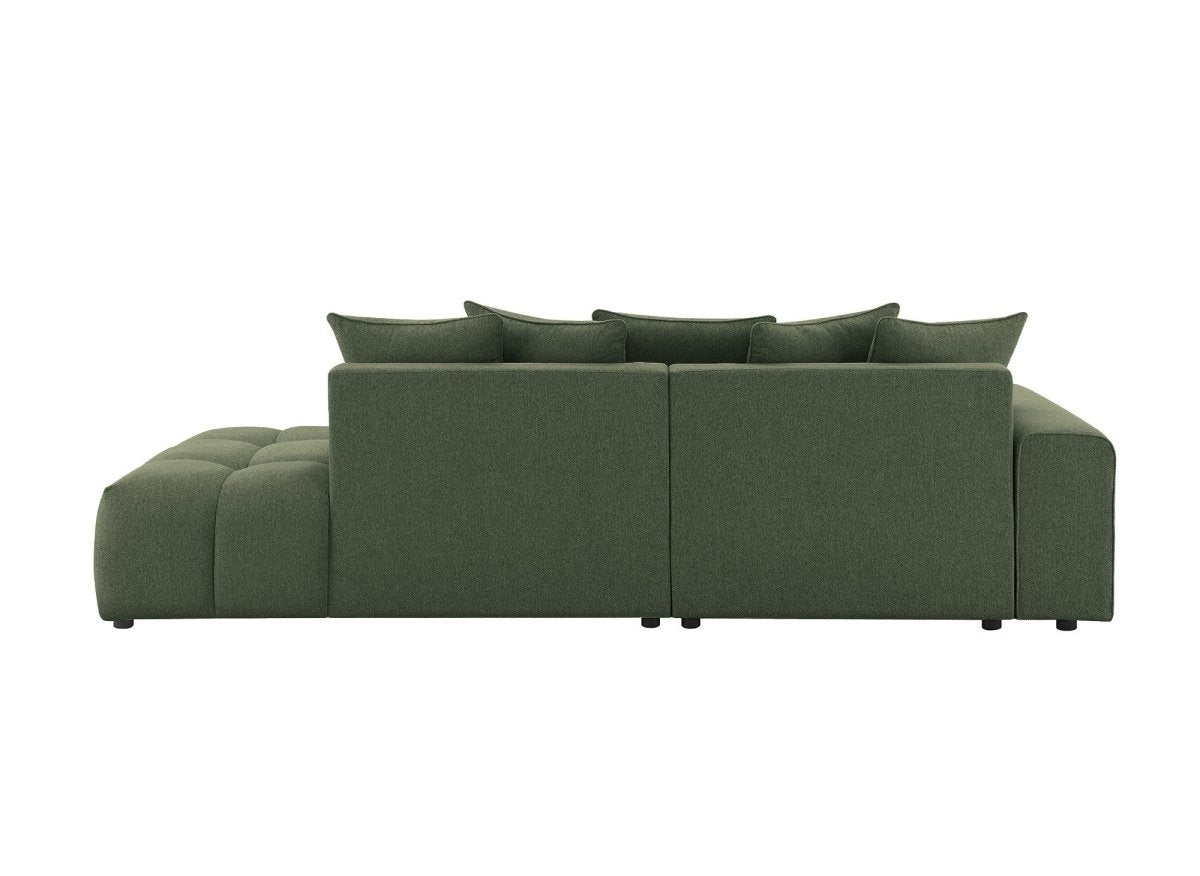 Canapé d'angle en tissu texturé vert olive CLARISSE - Angle gauche - DécoInParis