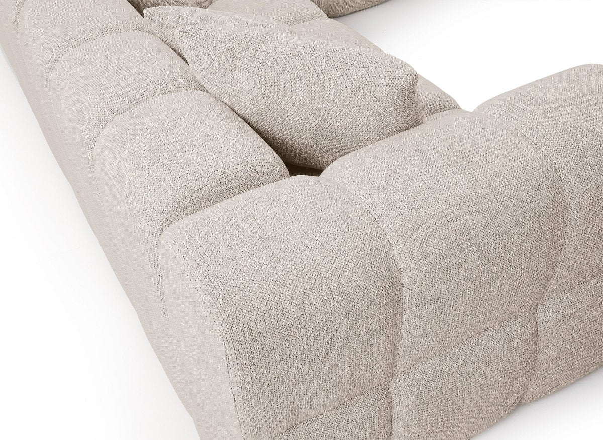 Canapé d'angle en velours texturé beige REBECCA - DécoInParis