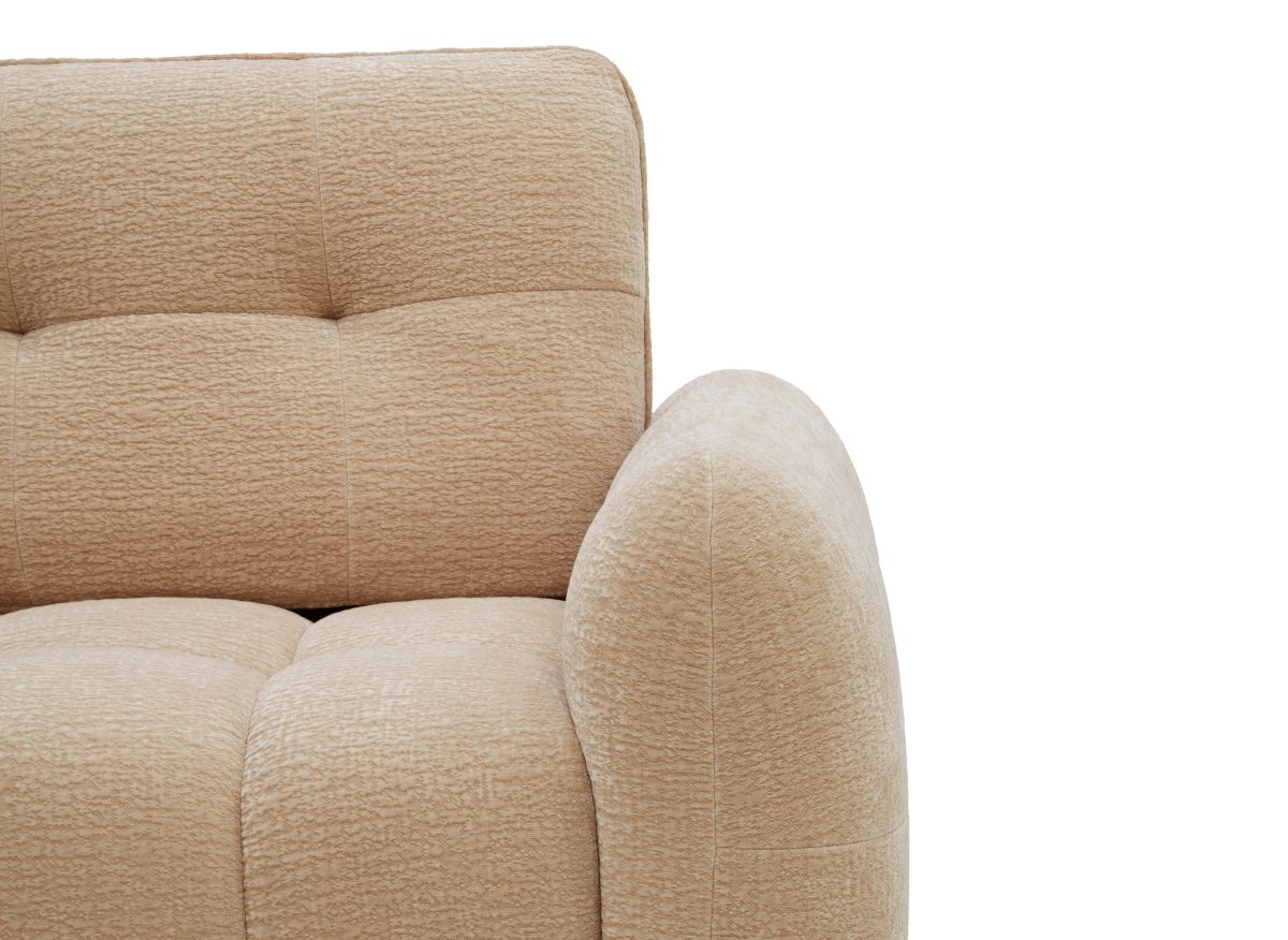 Canapé d'angle en velours tissé beige avec dossier réglable ADONIS - Angle gauche - DécoInParis