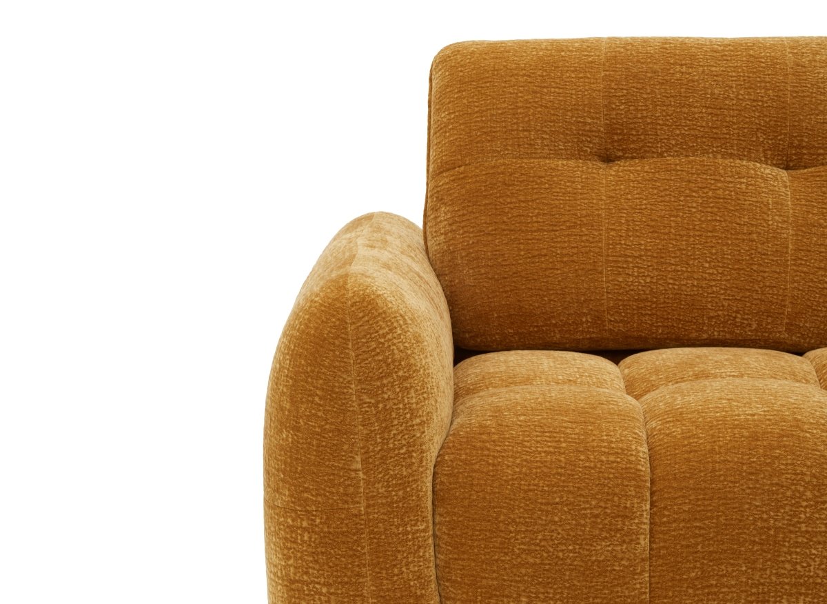 Canapé d'angle en velours tissé moutarde avec dossier réglable ADONIS - Angle droit - DécoInParis