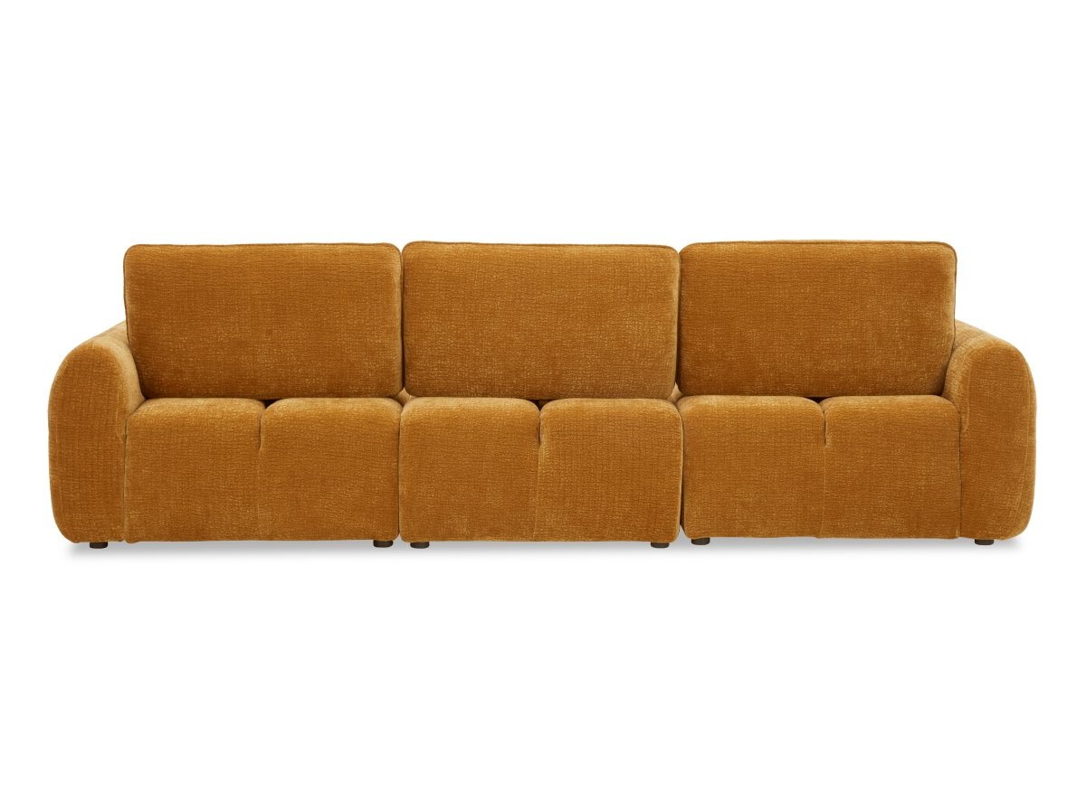 Canapé d'angle en velours tissé moutarde avec dossier réglable ADONIS - Angle droit - DécoInParis