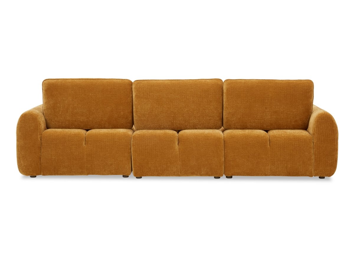 Canapé d'angle en velours tissé moutarde avec dossier réglable ADONIS - Angle gauche - DécoInParis