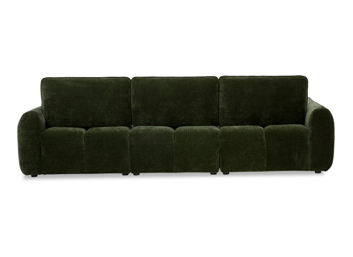 Canapé d'angle en velours tissé vert olive avec dossier réglable ADONIS - Angle droit - DécoInParis