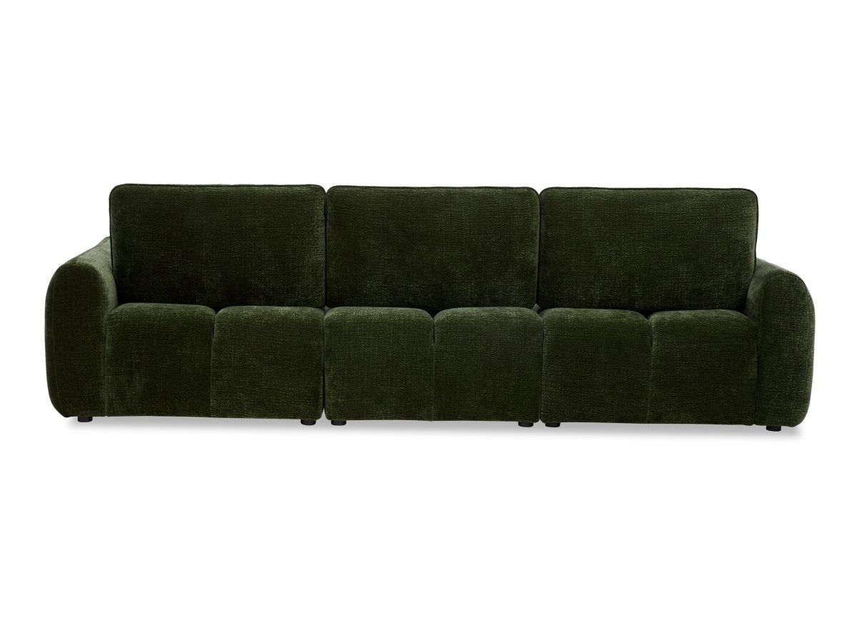 Canapé d'angle en velours tissé vert olive avec dossier réglable ADONIS - Angle gauche - DécoInParis