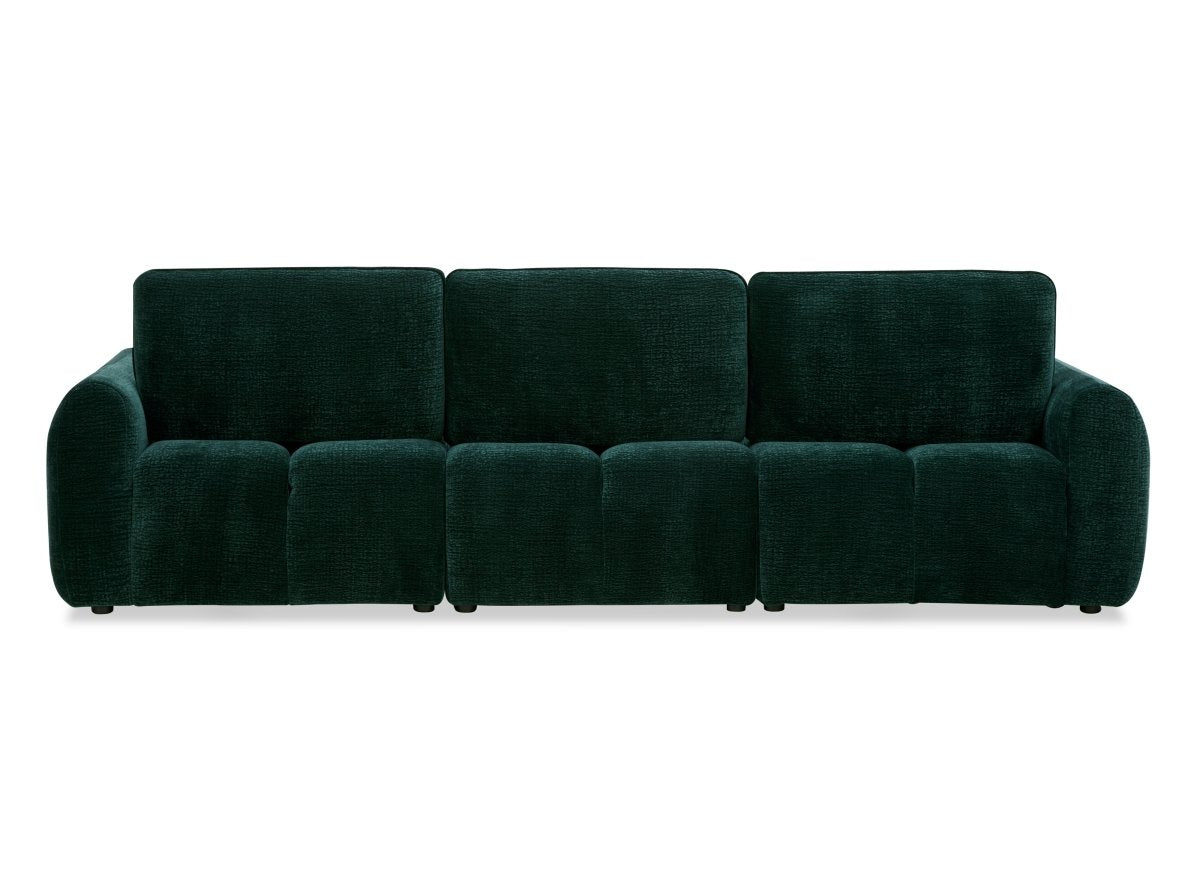 Canapé d'angle en velours tissé vert sapin avec dossier réglable ADONIS - Angle gauche - DécoInParis