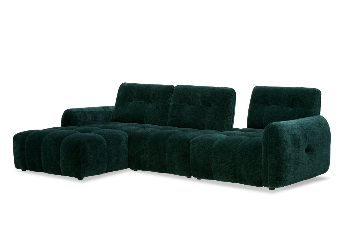 Canapé d'angle en velours tissé vert sapin avec dossier réglable ADONIS - Angle gauche - DécoInParis