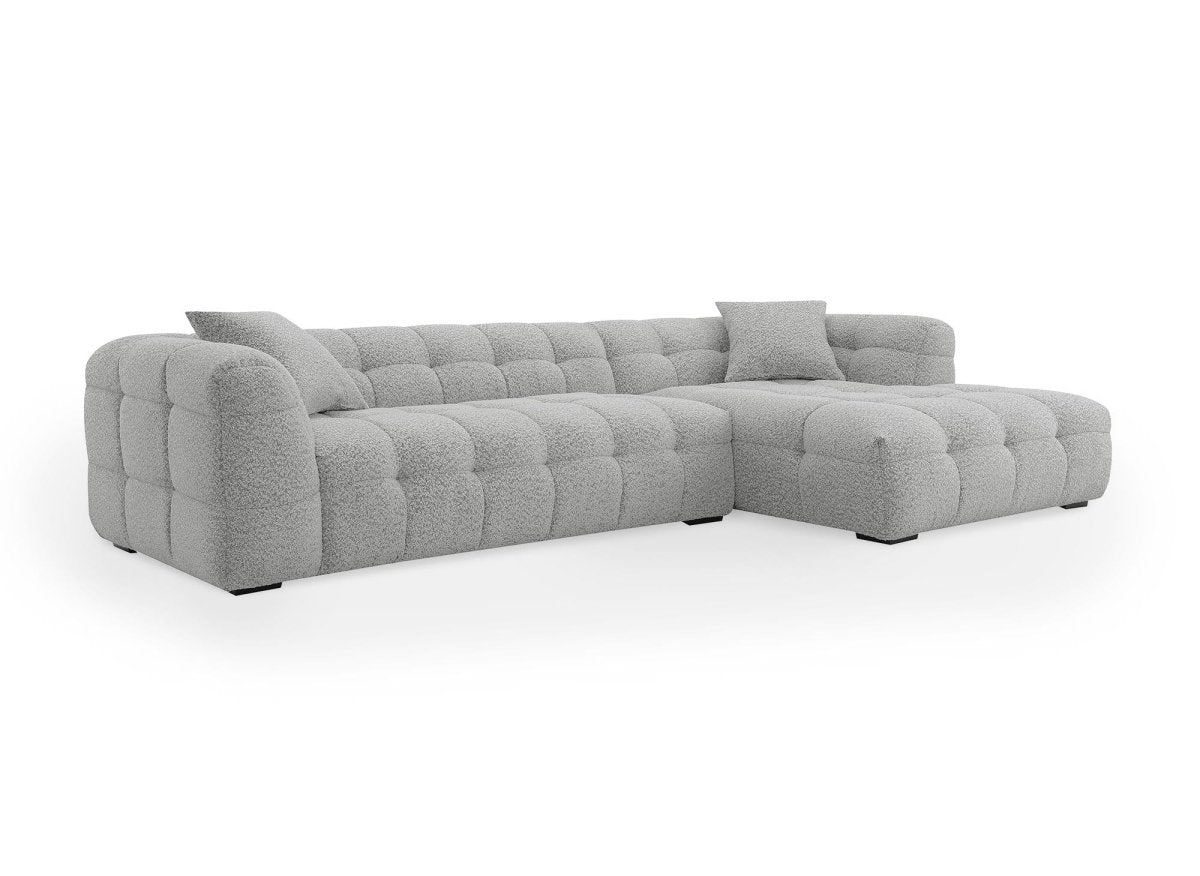 Canapé d'angle fixe effet peau de mouton gris BELLA - Angle droit - DécoInParis