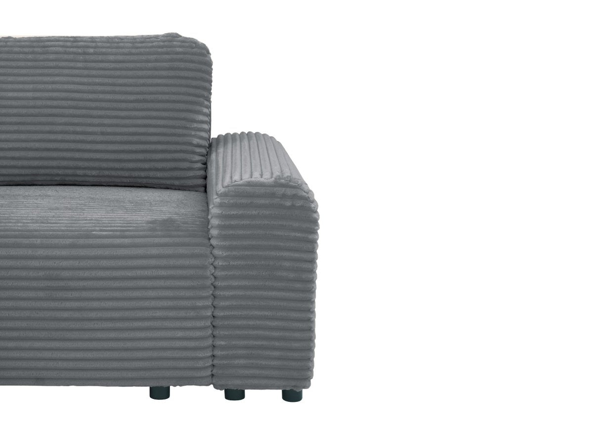 Canapé d'angle gauche convertible avec coffre en velours côtelé épais gris foncé BALI - Angle gauche - DécoInParis