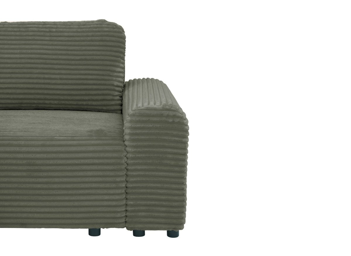 Canapé d'angle gauche convertible avec coffre en velours côtelé épais vert kaki BALI - Angle gauche - DécoInParis