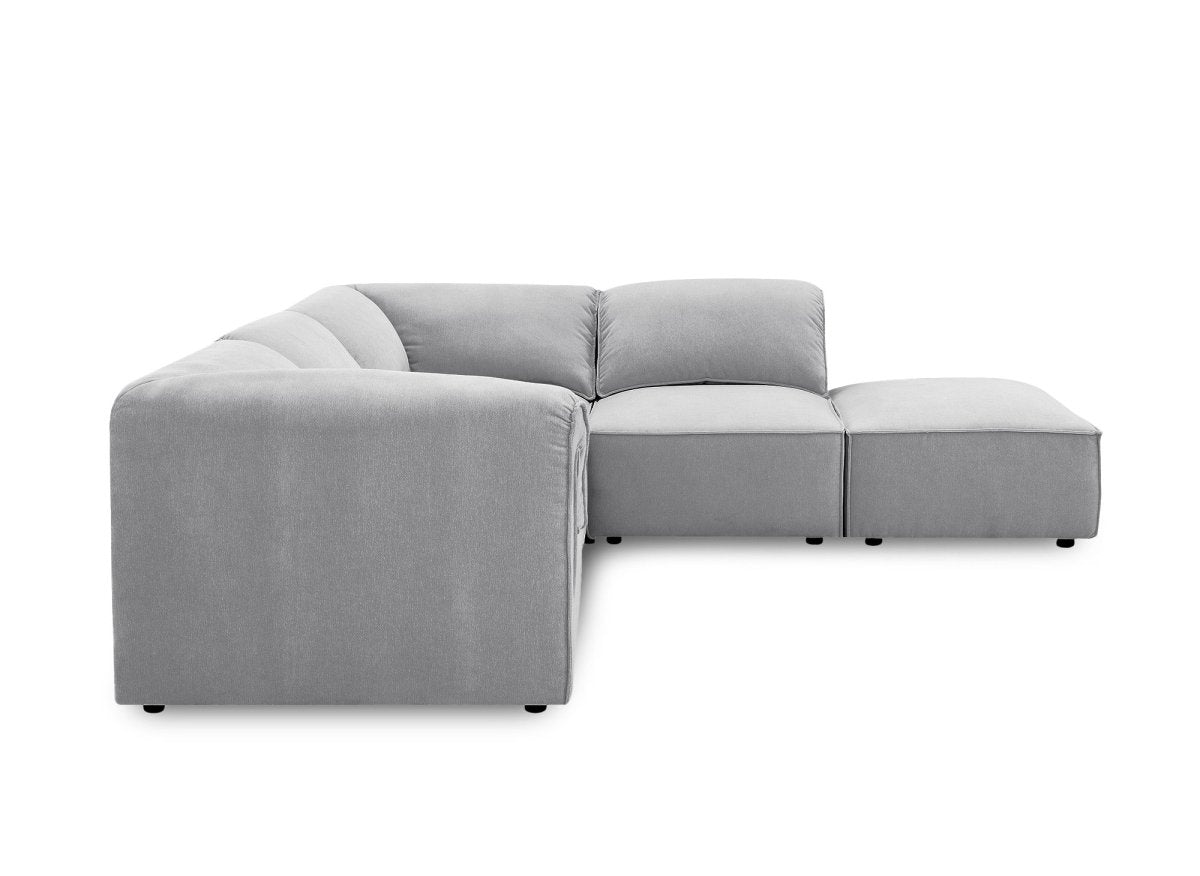 Canapé d'angle modulable en velours gris HARINA - DécoInParis