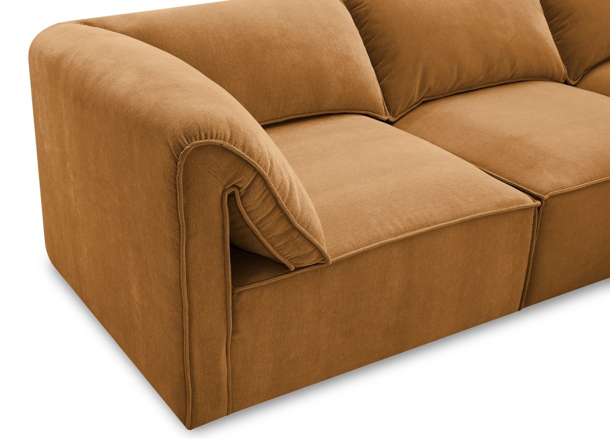 Canapé d'angle modulable en velours moutarde HARINA - DécoInParis