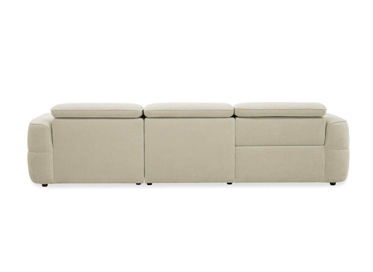Canapé d'angle relax électrique en tissu beige FERDINAND - Angle droit - DécoInParis