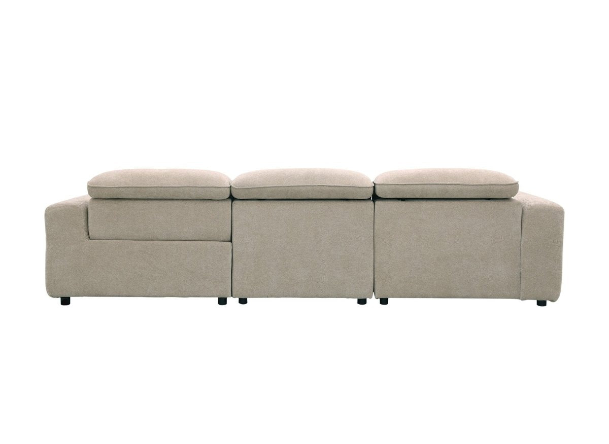 Canapé d'angle relax électrique en tissu beige ORELIA - Angle gauche - DécoInParis