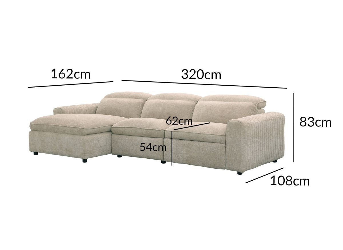 Canapé d'angle relax électrique en tissu beige ORELIA - Angle gauche - DécoInParis