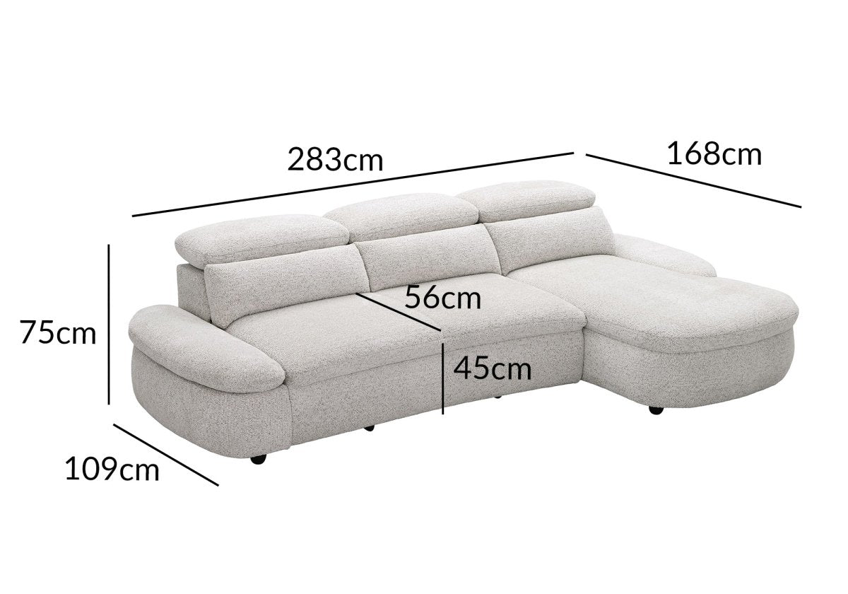 Canapé d'angle relax électrique en tissu bouclette beige CLEMENT - Angle droit - DécoInParis