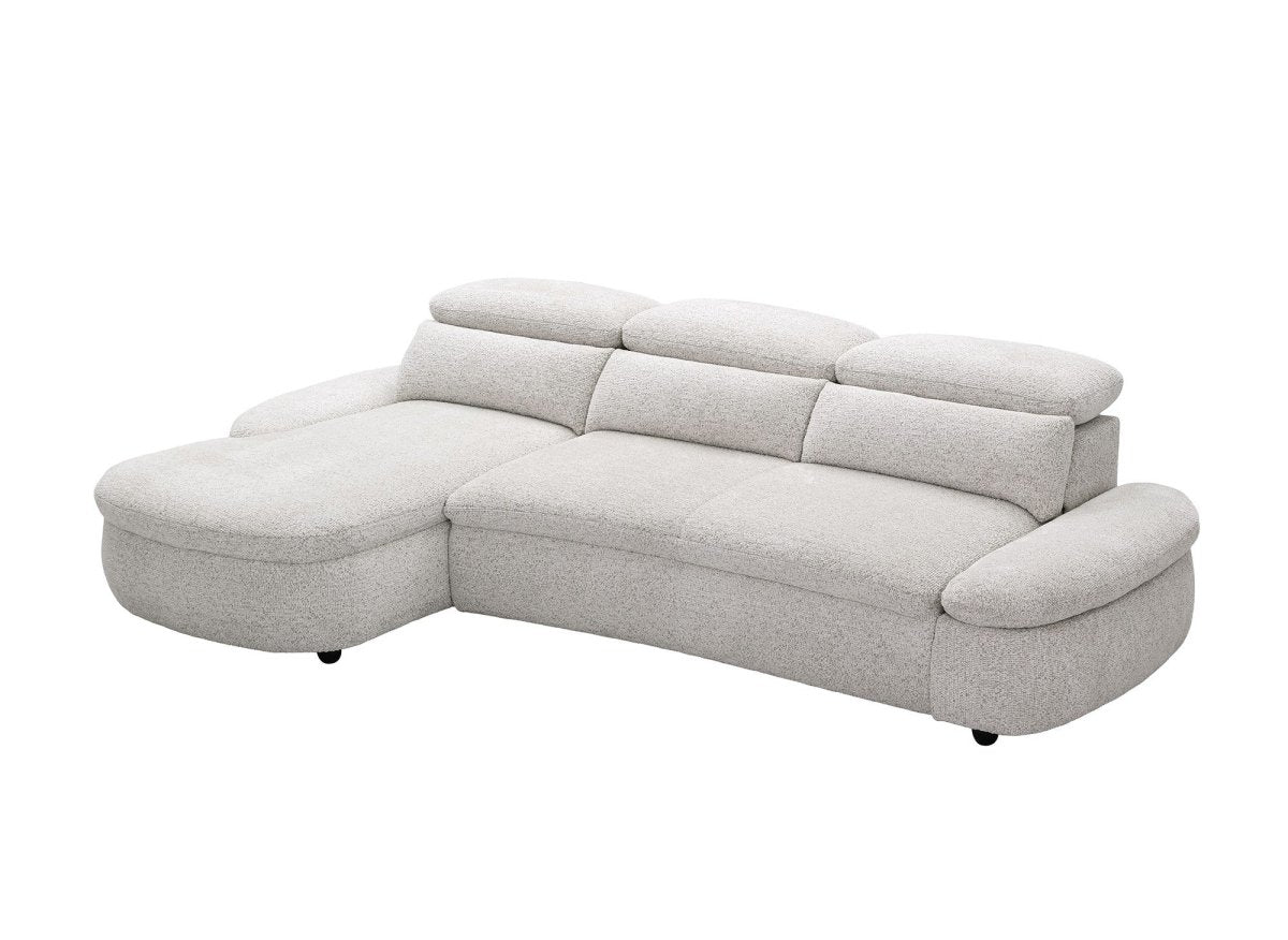 Canapé d'angle relax électrique en tissu bouclette beige CLEMENT - Angle gauche - DécoInParis