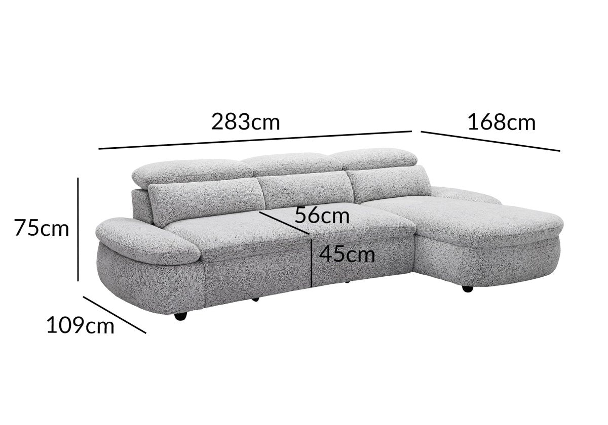Canapé d'angle relax électrique en tissu bouclette gris CLEMENT - Angle droit - DécoInParis