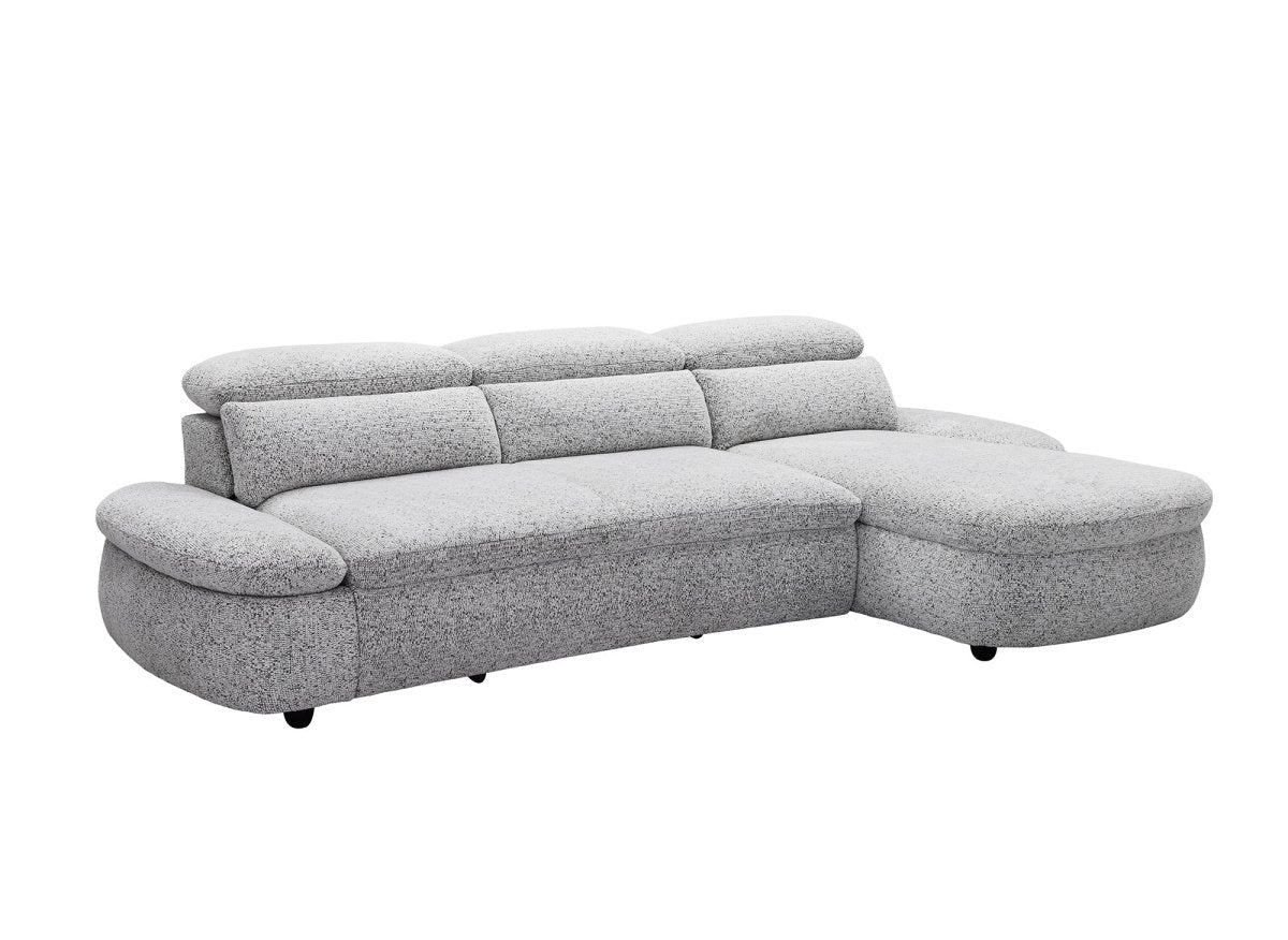 Canapé d'angle relax électrique en tissu bouclette gris CLEMENT - Angle droit - DécoInParis