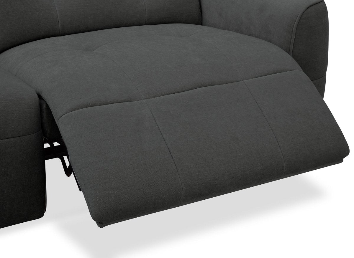 Canapé d'angle relax électrique en tissu gris FERDINAND - Angle gauche - DécoInParis