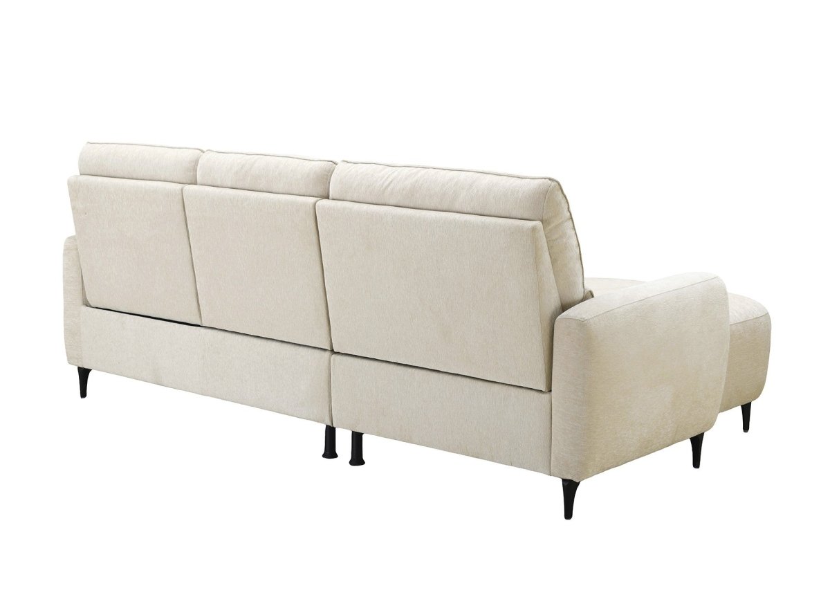 Canapé d'angle relax électrique en tissu texturé beige LAHYS - Angle gauche - DécoInParis