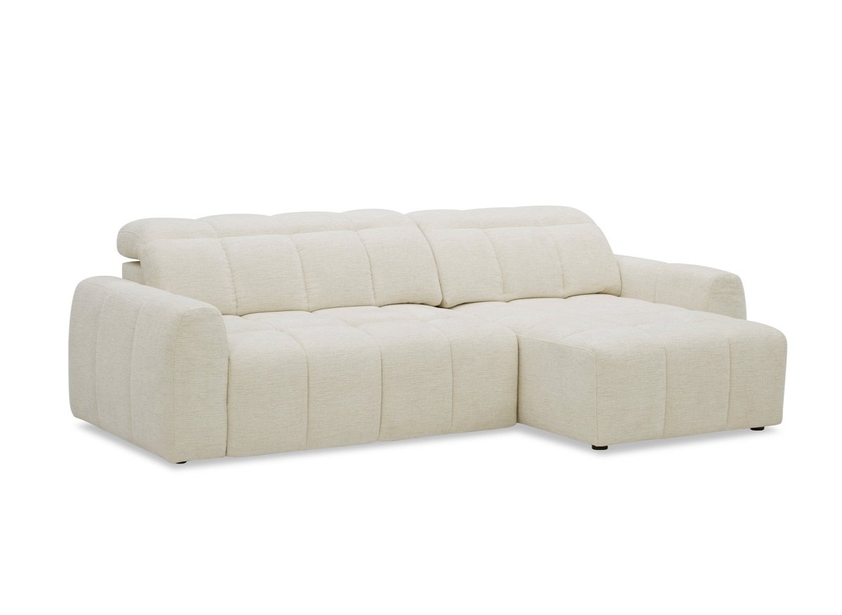 Canapé d'angle relax électrique en velours chiné beige DANIA - Angle droit - DécoInParis