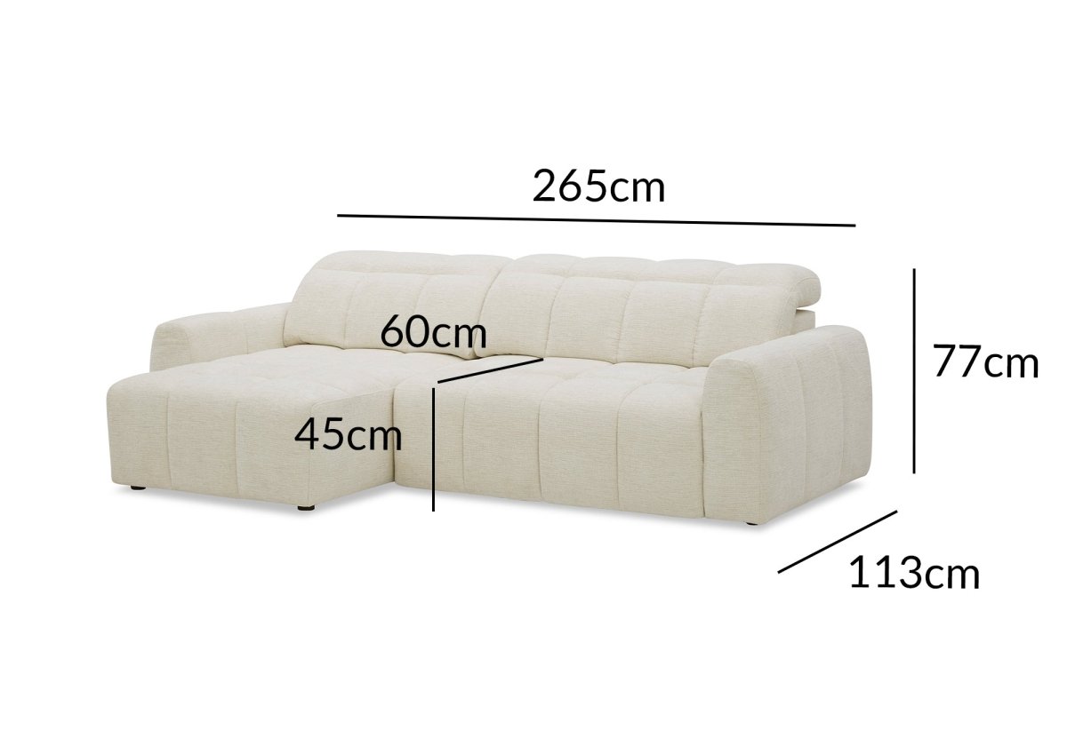 Canapé d'angle relax électrique en velours chiné beige DANIA - Angle gauche - DécoInParis