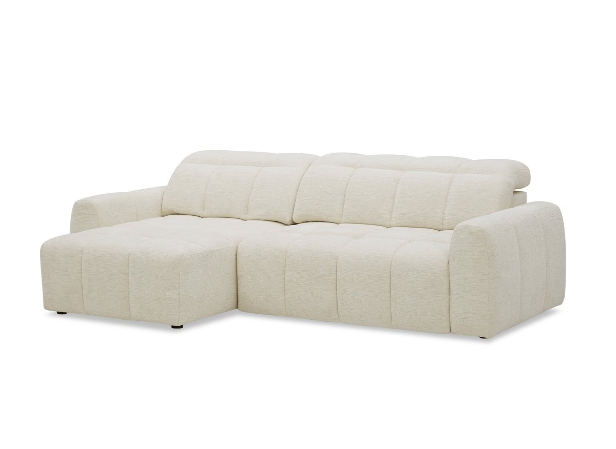 Canapé d'angle relax électrique en velours chiné beige DANIA - Angle gauche - DécoInParis