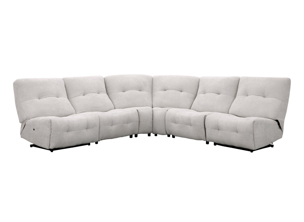 Canapé d'angle relax électrique en velours chiné beige PALMIRE - DécoInParis