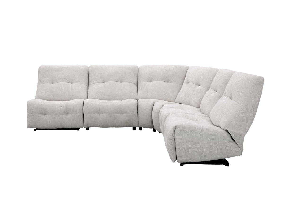 Canapé d'angle relax électrique en velours chiné beige PALMIRE - DécoInParis