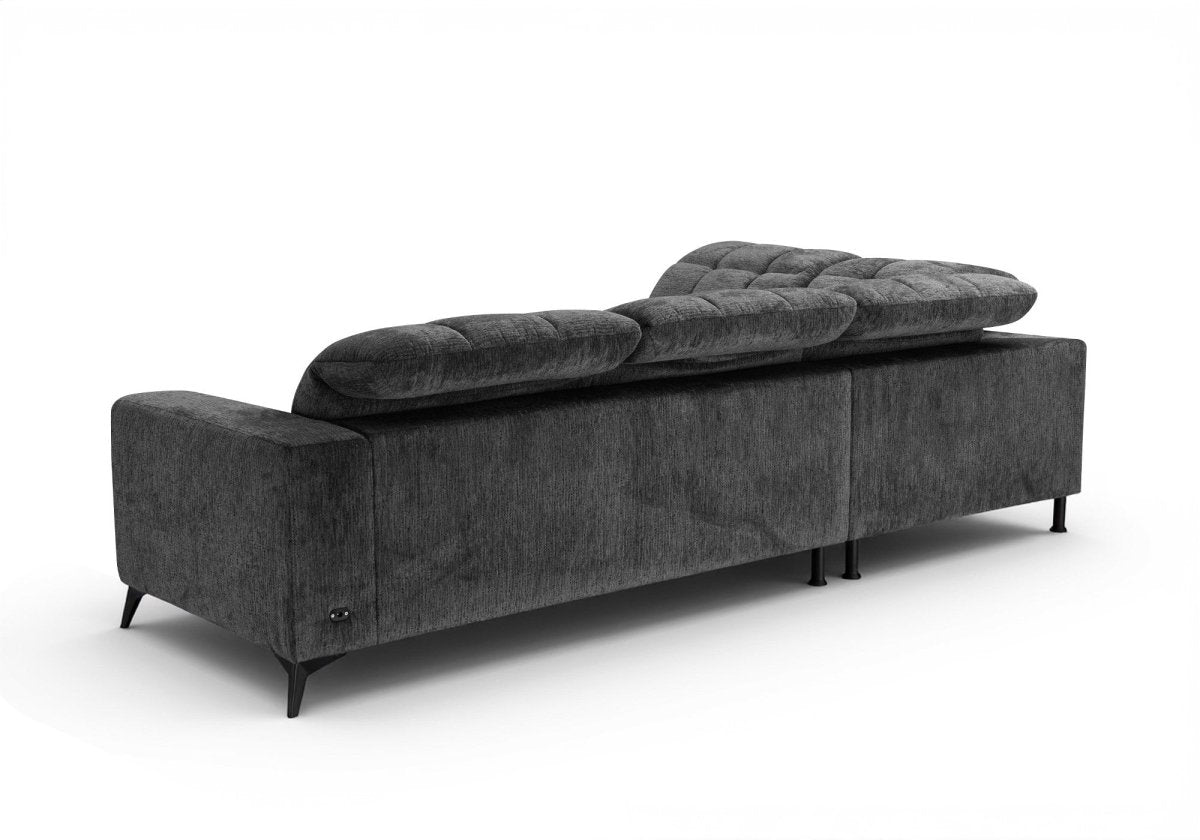 Canapé d'angle relax électrique en velours chiné gris ALVAR - Angle gauche - DécoInParis